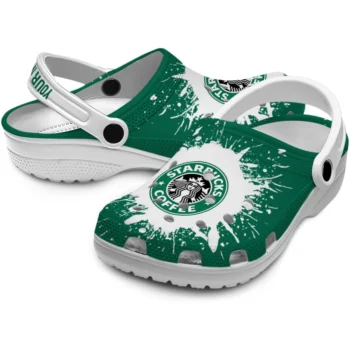 custom starbucks burst effect green white clogs high quality hey clogs