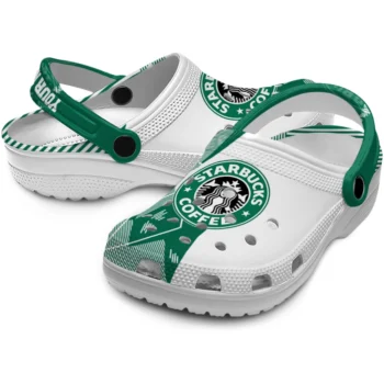 custom starbucks coffee crest green white clogs high quality hey clogs