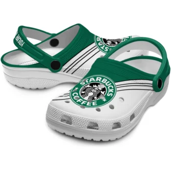custom starbucks logo corners green white clogs high quality hey clogs