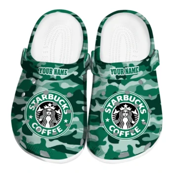 custom starbucks pattern green white clogs best selling hey clogs