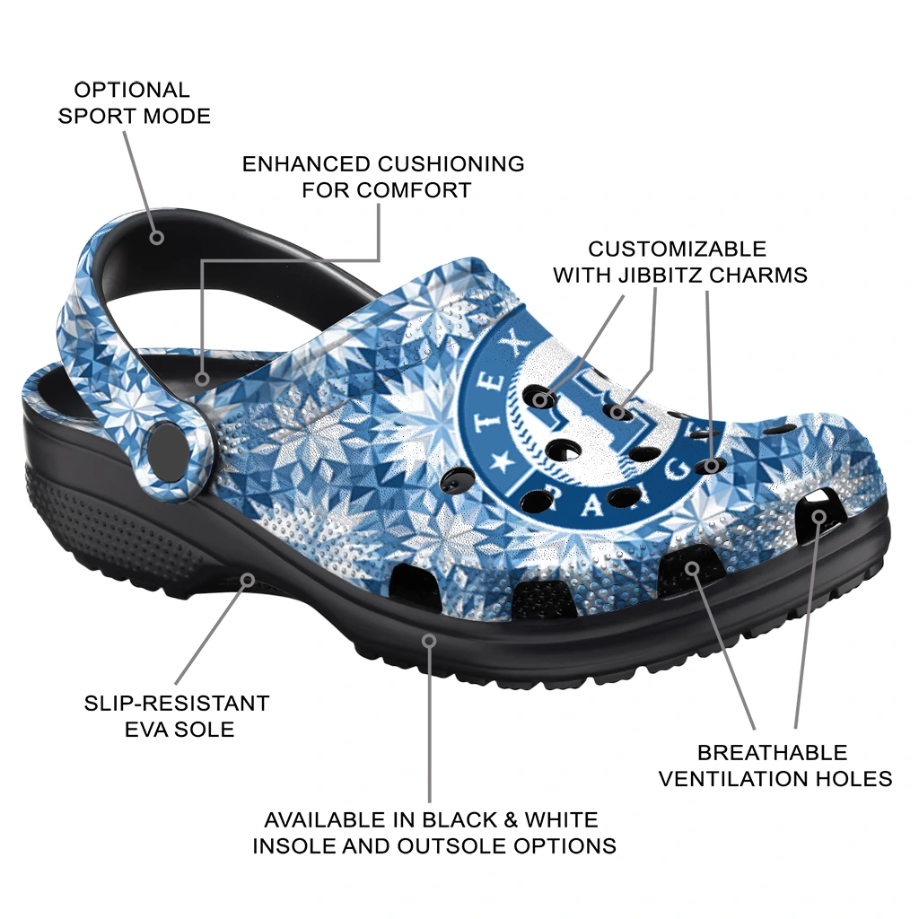 custom texas rangers snowflake mosaic clogs new arrival custom texas rangers snowflake mosaic clogs new arrival
