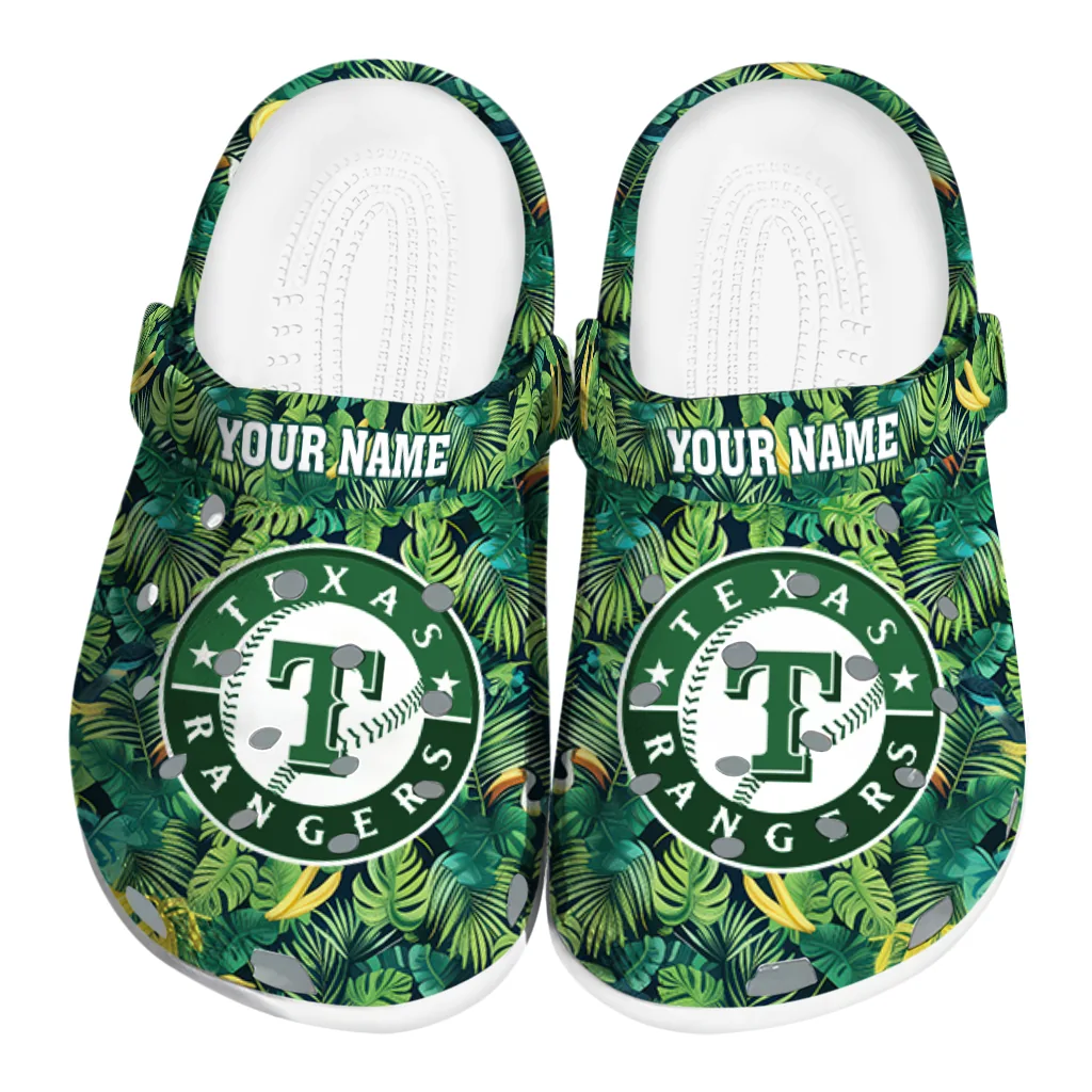 custom texas rangers tropical leaves clogs best selling custom texas rangers tropical leaves clogs best selling