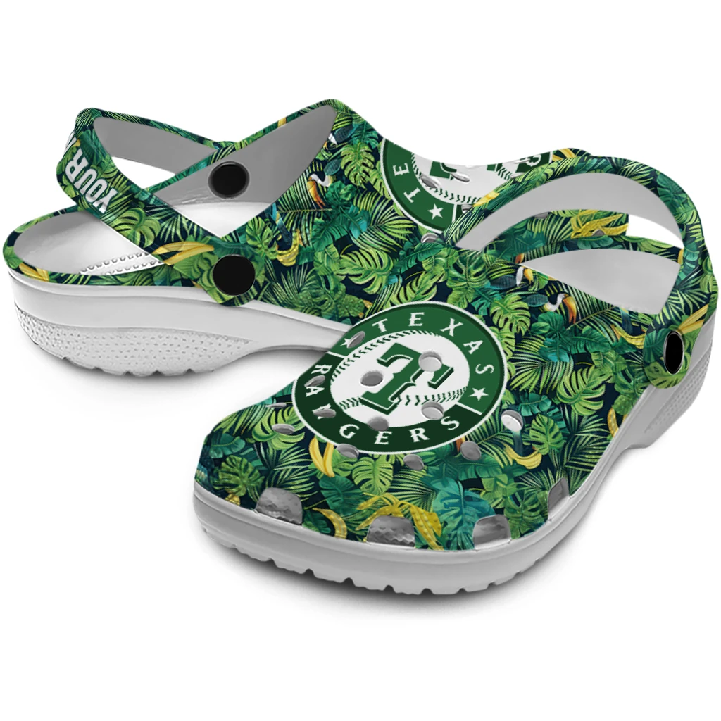 custom texas rangers tropical leaves clogs high quality custom texas rangers tropical leaves clogs high quality