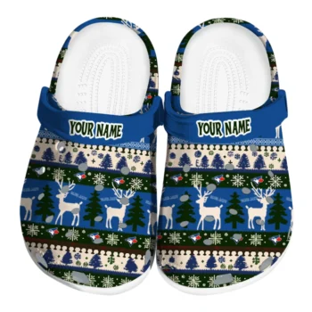 custom toronto blue jays christmas motif clogs best selling