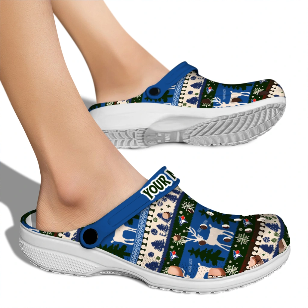 custom toronto blue jays christmas motif clogs fashion forward custom toronto blue jays christmas motif clogs fashion forward
