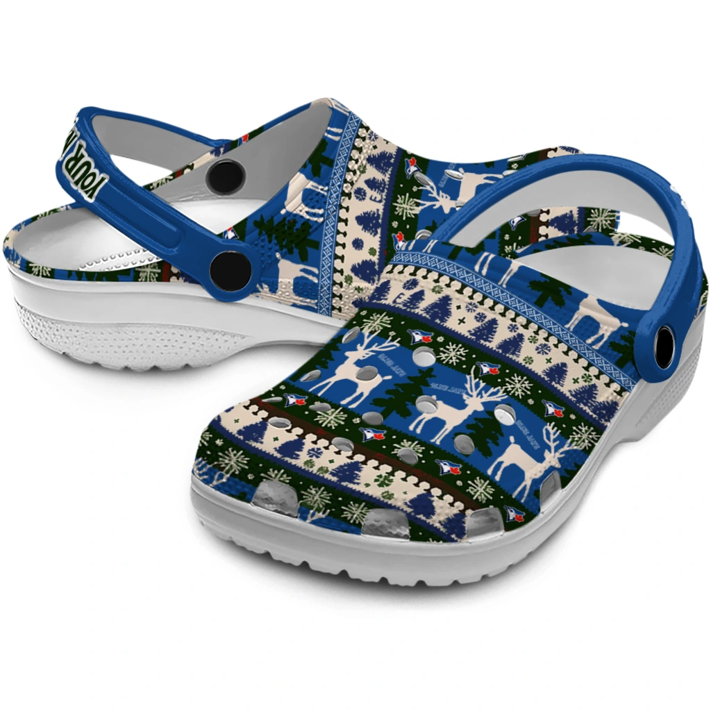 custom toronto blue jays christmas motif clogs high quality custom toronto blue jays christmas motif clogs high quality