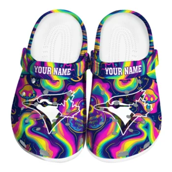 custom toronto blue jays swirling mushrooms clogs best selling