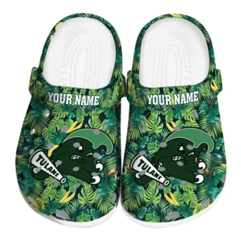 custom tulane green wave tropical leaves clogs best selling