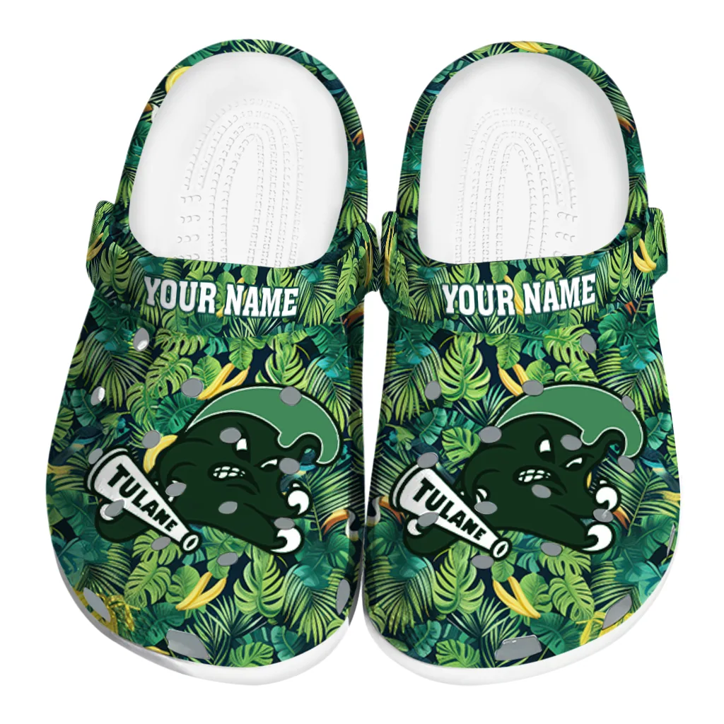 custom tulane green wave tropical leaves clogs best selling custom tulane green wave tropical leaves clogs best selling