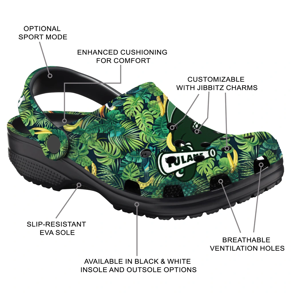 custom tulane green wave tropical leaves clogs new arrival custom tulane green wave tropical leaves clogs new arrival