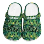custom utah jazz tropical leaves clogs best selling