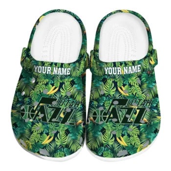 custom utah jazz tropical leaves clogs best selling