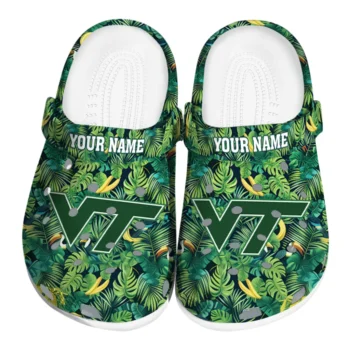 custom virginia tech hokies tropical leaves clogs best selling