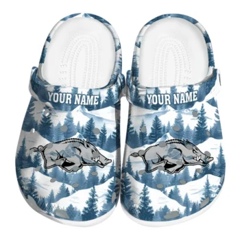 customized arkansas razorbacks snowy mountains clogs best selling