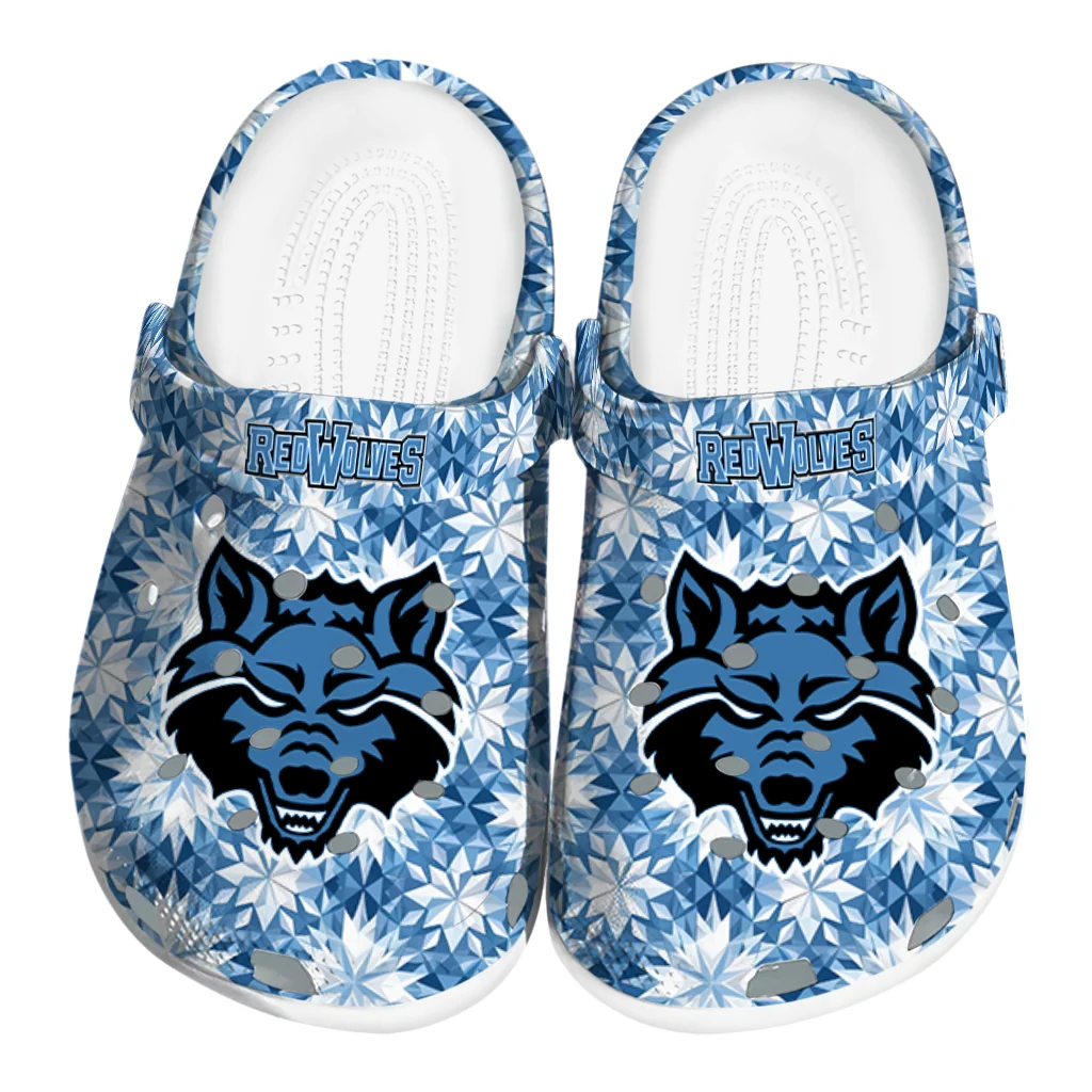 customized arkansas state red wolves snowflake mosaic clogs best selling customized arkansas state red wolves snowflake mosaic clogs best selling