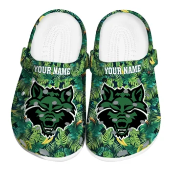 customized arkansas state red wolves tropical leaves clogs best selling