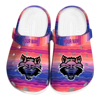 customized arkansas state red wolves wavy stripes clogs best selling
