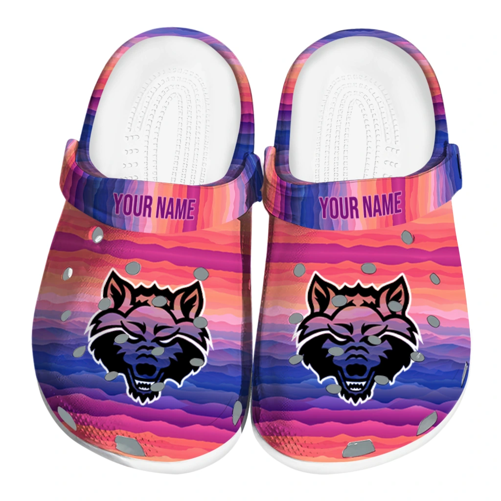 customized arkansas state red wolves wavy stripes clogs best selling customized arkansas state red wolves wavy stripes clogs best selling