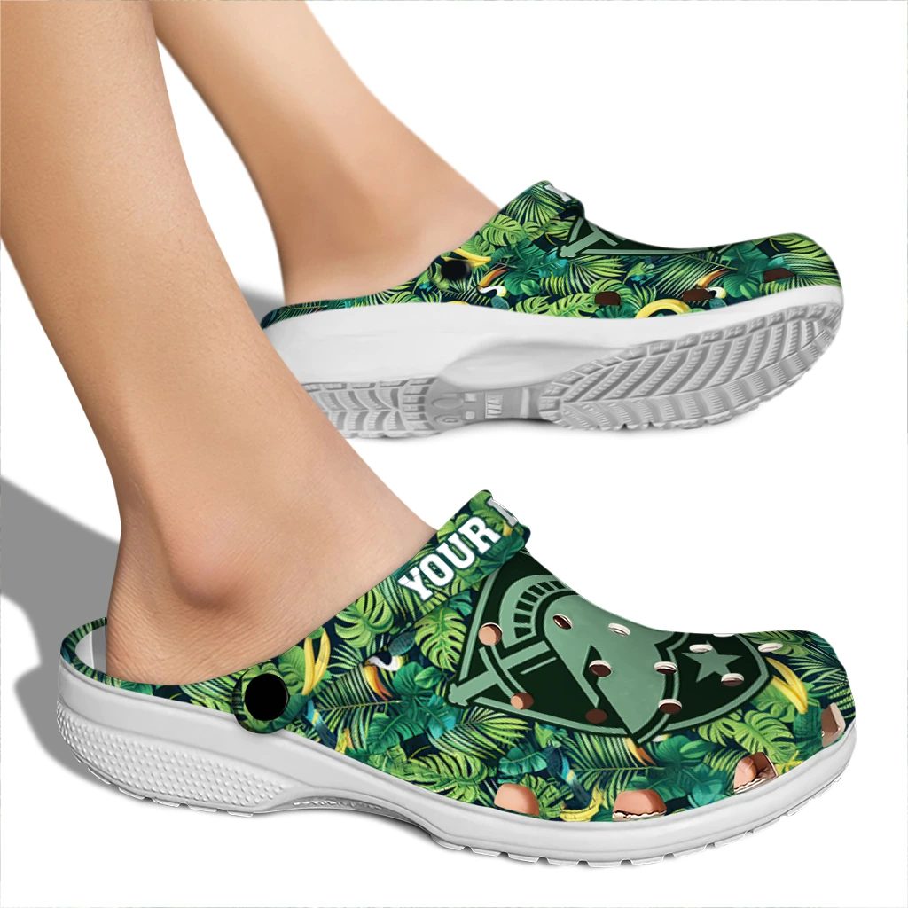 customized army black knights tropical leaves clogs fashion forward customized army black knights tropical leaves clogs fashion forward