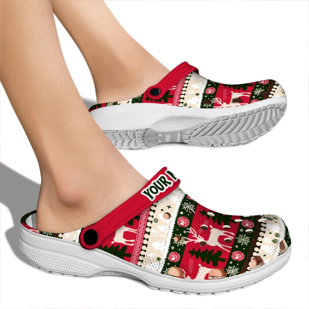 customized atlanta hawks christmas motif clogs fashion forward customized atlanta hawks christmas motif clogs fashion forward