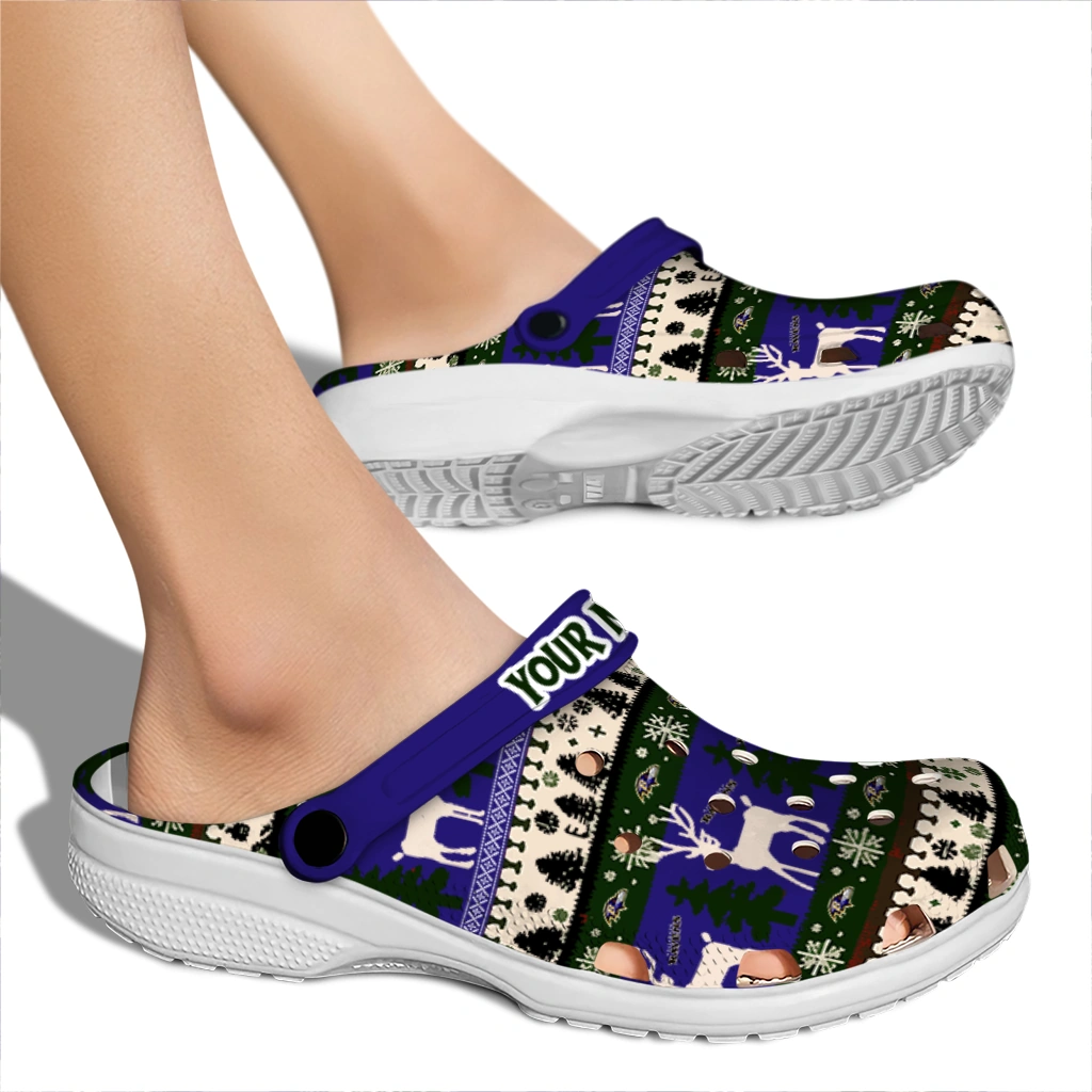 customized baltimore ravens christmas motif clogs fashion forward customized baltimore ravens christmas motif clogs fashion forward