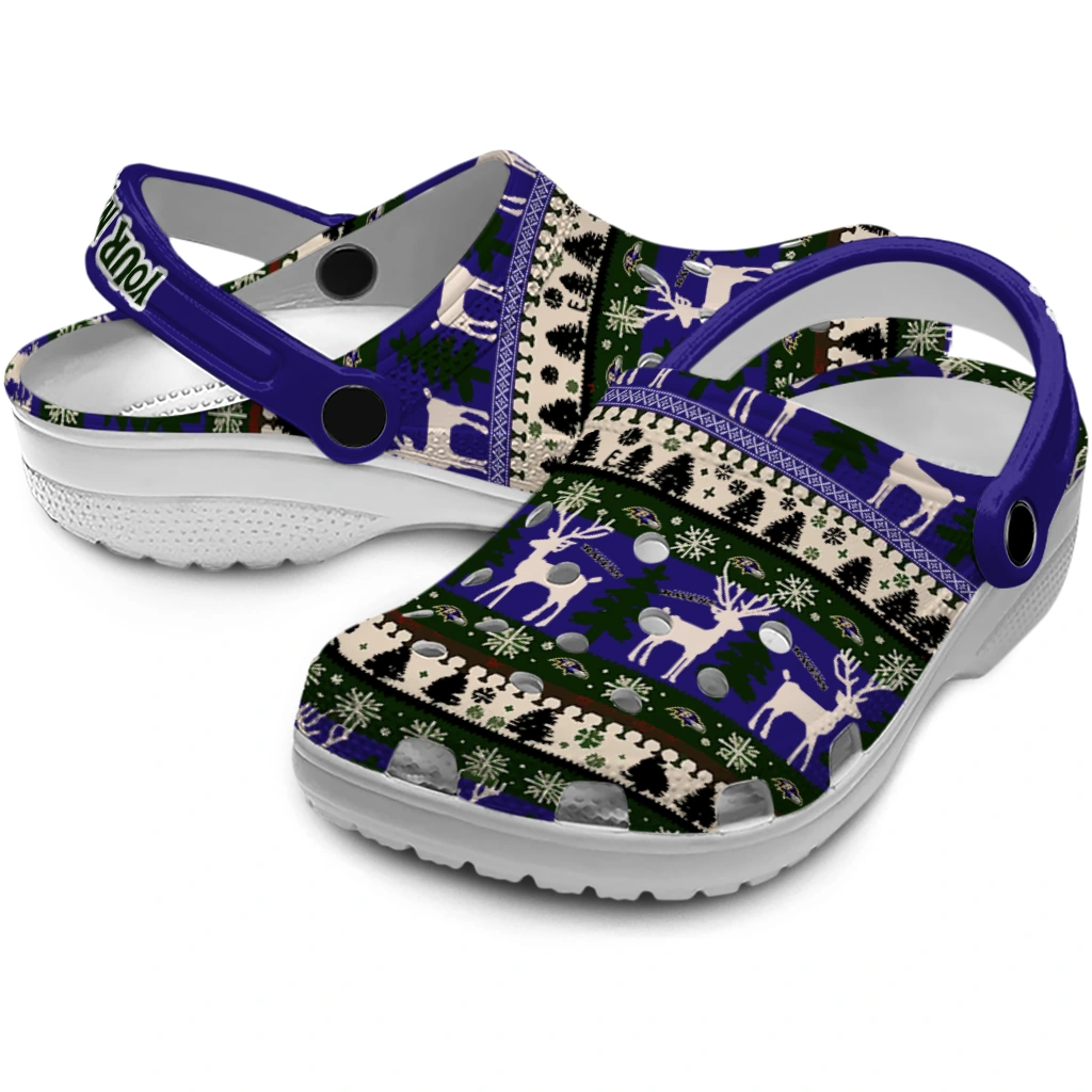customized baltimore ravens christmas motif clogs high quality customized baltimore ravens christmas motif clogs high quality