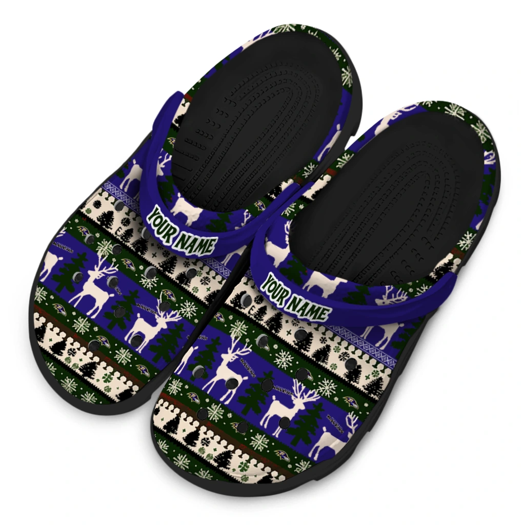 customized baltimore ravens christmas motif clogs latest model customized baltimore ravens christmas motif clogs latest model