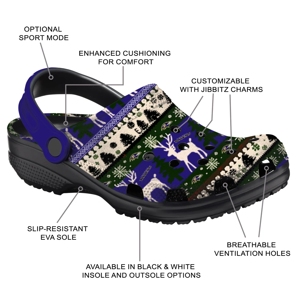 customized baltimore ravens christmas motif clogs new arrival customized baltimore ravens christmas motif clogs new arrival