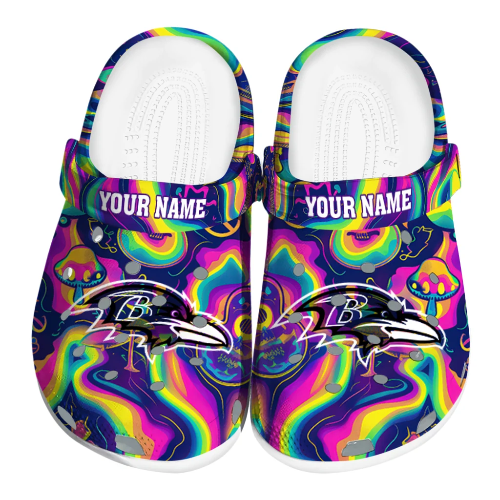 customized baltimore ravens swirling mushrooms clogs best selling customized baltimore ravens swirling mushrooms clogs best selling
