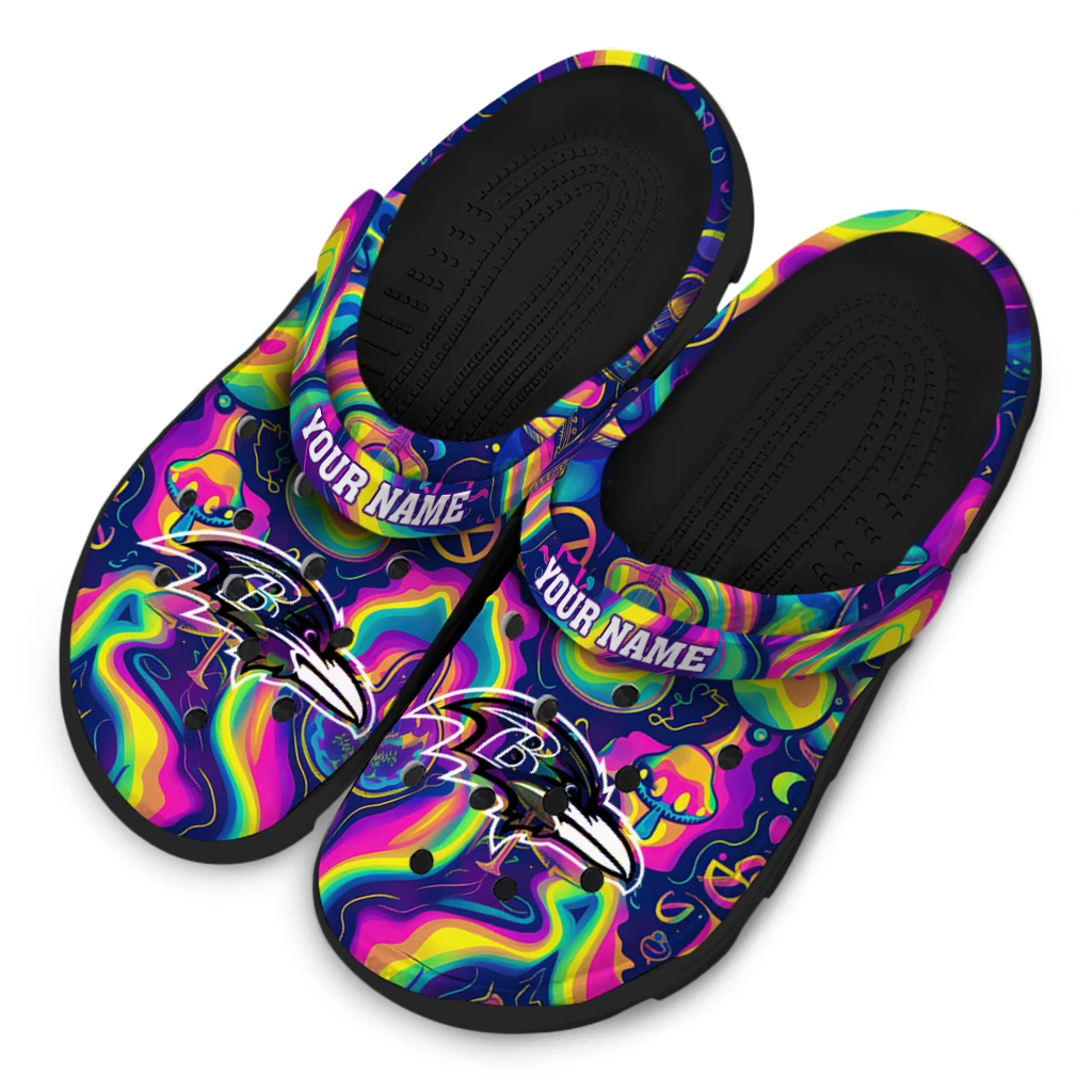 customized baltimore ravens swirling mushrooms clogs latest model customized baltimore ravens swirling mushrooms clogs latest model
