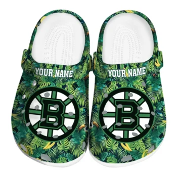 customized boston bruins tropical leaves clogs best selling