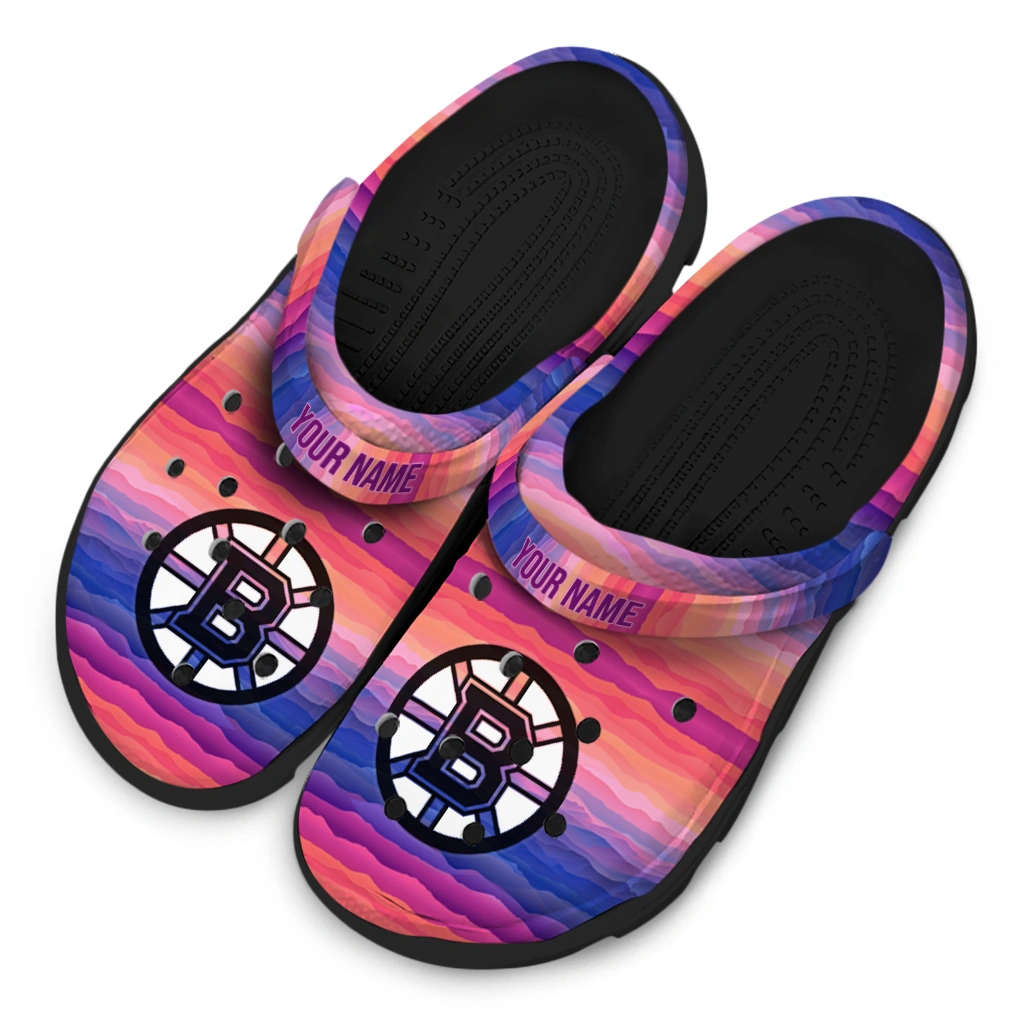 customized boston bruins wavy stripes clogs latest model customized boston bruins wavy stripes clogs latest model