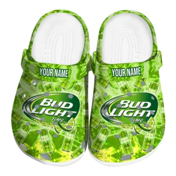 customized bud light bud can green white clogs best selling hey clogs