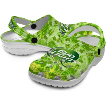 customized bud light bud can green white clogs high quality hey clogs