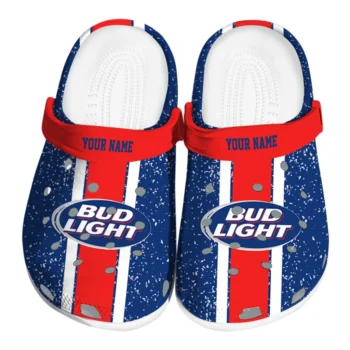 customized bud light central oval blue red clogs best selling hey clogs