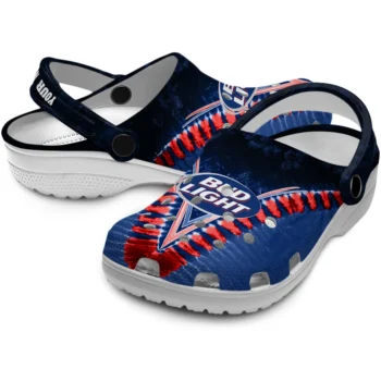 customized bud light crest blue red clogs high quality hey clogs