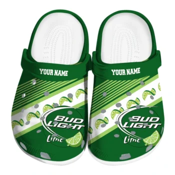 customized bud light lime green white clogs best selling hey clogs