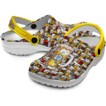 customized bud light mug froth yellow brown clogs high quality hey clogs