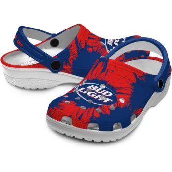 customized bud light red burst red blue clogs high quality hey clogs