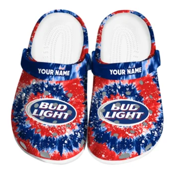 customized bud light splash red blue clogs best selling hey clogs