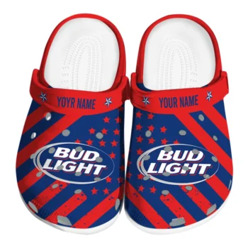 customized bud light star designs red blue clogs best selling hey clogs