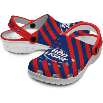customized bud light star designs red blue clogs high quality hey clogs