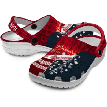 customized budweiser usa flag red blue clogs high quality hey clogs