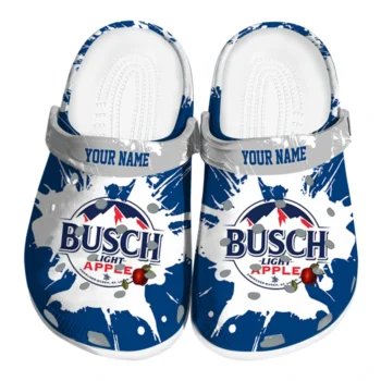 customized busch light apple burst blue white clogs best selling hey clogs