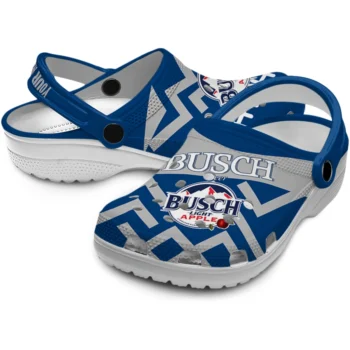 customized busch light beer badge blue gray clogs high quality hey clogs