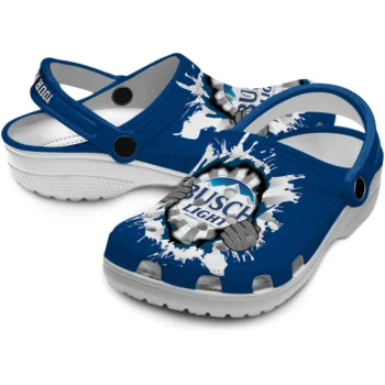 customized busch light beer fist blue white clogs high quality hey clogs