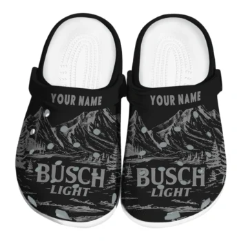 customized busch light black moutain black gray clogs best selling hey clogs