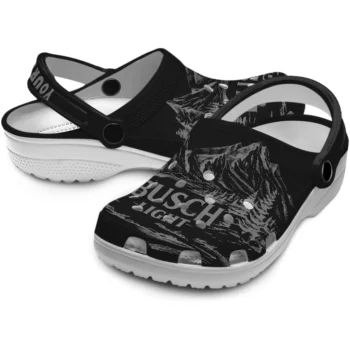 customized busch light black moutain black gray clogs high quality hey clogs