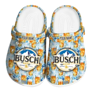 customized busch light bubbly beer blue yellow clogs best selling hey clogs