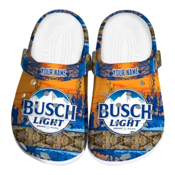 customized busch light busch sunset orange blue clogs best selling hey clogs